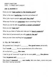 English Worksheet: GREYS ANATOMY PILOT activities