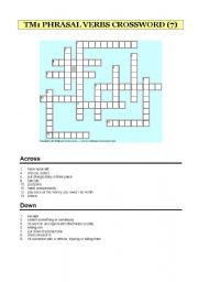 English worksheet: 1bat Phrasal Verbs Crossword 7