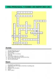 English worksheet: 1 bat Phrasal Verbs Crossword 8