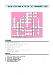 English worksheet: 1 bat Phrasal Verbs Crossword 9 (and last, for the time being!)