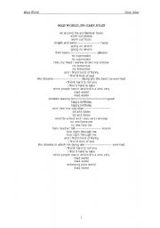 English Worksheet: Mad World by Gary Jules