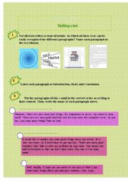 English Worksheet: Building a text 1: how to write a paragraph