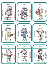 English Worksheet: Do/Play/Go Sports Game Cards