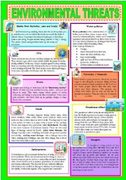 English Worksheet: ENVIRONMENTAL THREATS