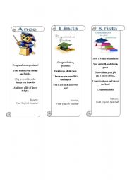 English Worksheet: Graduation greetings/bookmarks (2/3)