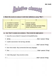 English Worksheet: Relative Clauses