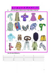 English Worksheet: Clothes and seasons