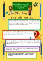 English Worksheet: Fable: The lion and the mouse