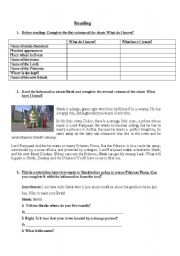 English Worksheet: Shrek reading