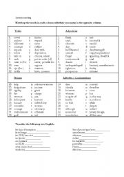 English Worksheet: synonym matching vocab