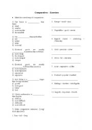 English Worksheet: Comparatives - Exercises