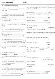 English Worksheet: Possessions: One-Page Version