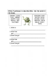 English worksheet: DESCRIBING A MONSTER