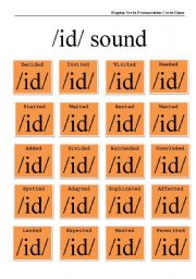 English Worksheet: Regular Verbs Pronunciation Cards Game /id/ sound