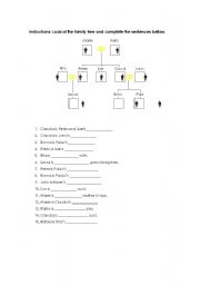 English worksheet: Family tree, possesions