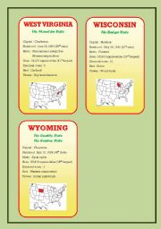 English Worksheet: The United States Identity Cards (Part 7) : the last three states