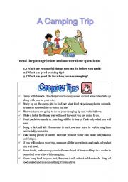 English Worksheet: A Camping Trip