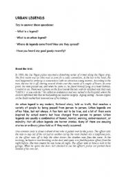 English Worksheet: URBAN LEGENDS