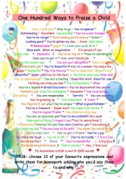 100 ways to praise a child