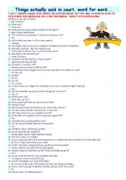 English Worksheet: funny things from court