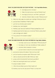 English worksheet: PRESENT PRESENT AND PAST SIMPLE SPOKEN INTERACTION