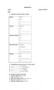 English Worksheet: Diagnostic Test