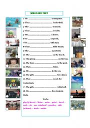 English Worksheet: What are they doing? Exercises