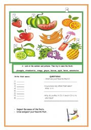 English Worksheet: FRUITS