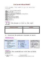 English worksheet: asking for pemission/ possibility