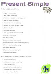 English worksheet: present simple exercise