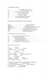English worksheet: present continuous/ possessives