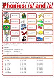 English Worksheet: Phonics: /s/ + /z/