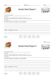 English Worksheet: Instant book report