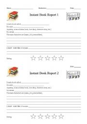 English worksheet: Instant book report