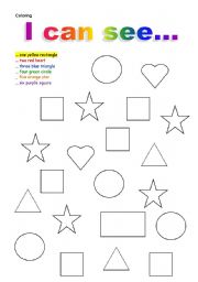 English Worksheet: Coloring the shapes