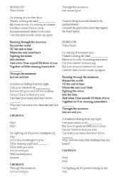English worksheet: MONSOON- LYRICS- Tokio Hotel