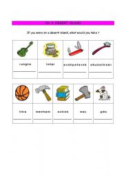 English Worksheet: on a desert island