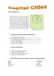 English worksheet: Capital cities