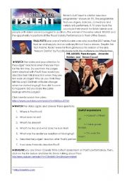 English Worksheet: YouTube: Britains Got Talent