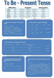 English Worksheet: Verb To Be - Present Tense