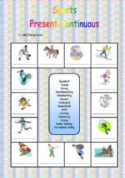 English worksheet: Present continuous - Sports