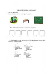 English worksheet: classroom language