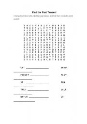 English Worksheet: Find the past tenses!