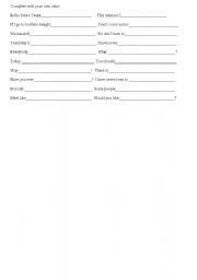 English Worksheet: Complete with your own ideas