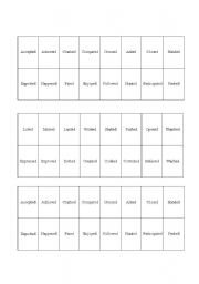 English Worksheet: Bingo for regular past tenses pronunciation