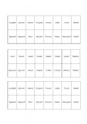 English worksheet: Bingo for regular past tenses pronunciation