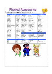 English Worksheet: vocabulary of physical appearance