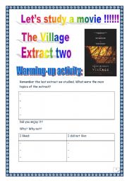 Video time: THE VILLAGE (M. Night Shyamalan) - Extract # 2 (COMPREHENSIVE PROJECT, 11 PAGES, 33 TASKS, COMPLETE ANSWER KEY)