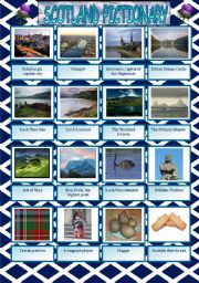 English Worksheet: Scotland pictionary with written practice of the attractions names