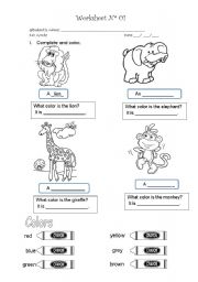 English Worksheet: What color is the lion?